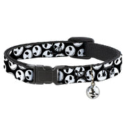 Cat Collar Breakaway - NBC Jack Expressions Scattered Black White Breakaway Cat Collars Disney   