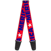 Guitar Strap - MERICA Star Red Blue White Guitar Straps Buckle-Down   