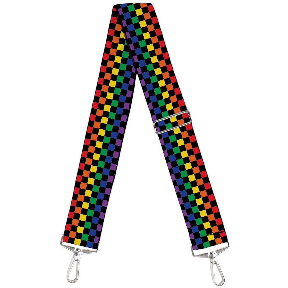 Purse Strap - Checker Black Rainbow Multi Color Purse Straps Buckle-Down   