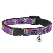 Cat Collar Breakaway - Tinker Bell Poses Flowers Stars Skull Purple Breakaway Cat Collars Disney   