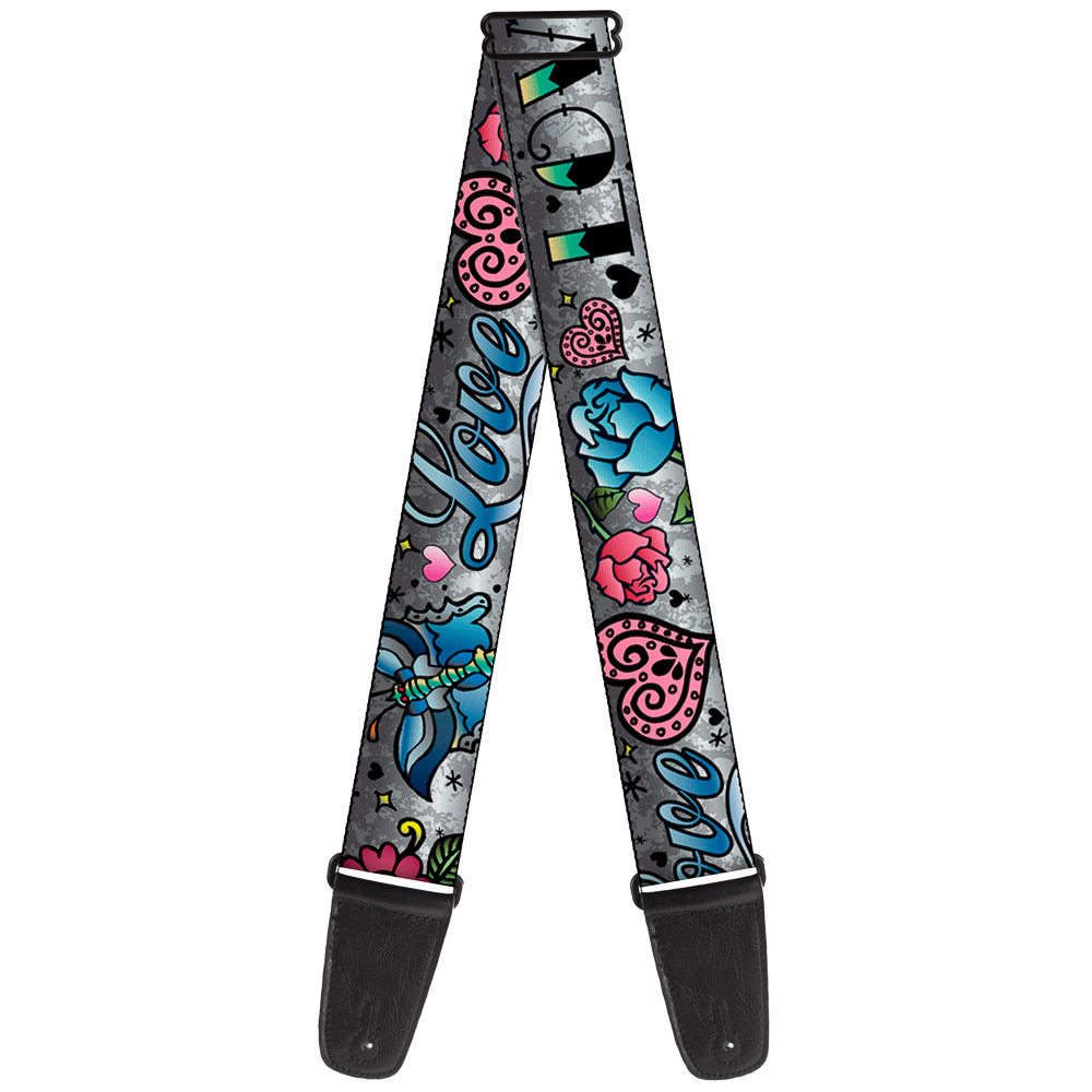Guitar Strap - Love Love Gray Guitar Straps Buckle-Down   