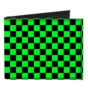 Canvas Bi-Fold Wallet - Checker Black Neon Green Canvas Bi-Fold Wallets Buckle-Down   