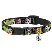 Cat Collar Breakaway - Mini Minnie Fashion Poses Polka Dot Black White Multi Color Breakaway Cat Collars Disney   