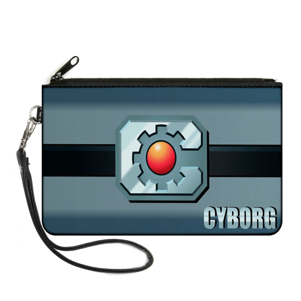 Canvas Zipper Wallet - LARGE - CYBORG Icon Stripe Grays Black Red Canvas Zipper Wallets DC Comics   