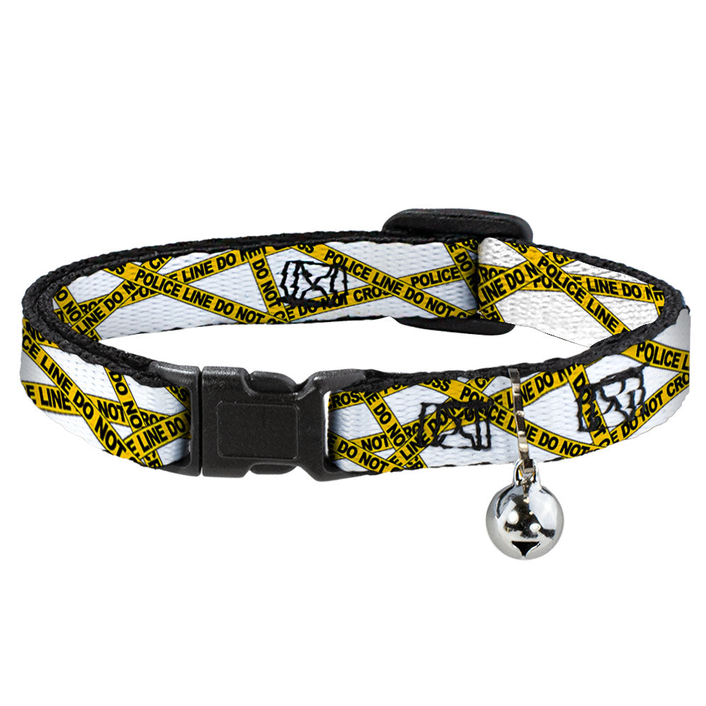 Cat Collar Breakaway - Police Line White Yellow Breakaway Cat Collars Buckle-Down   