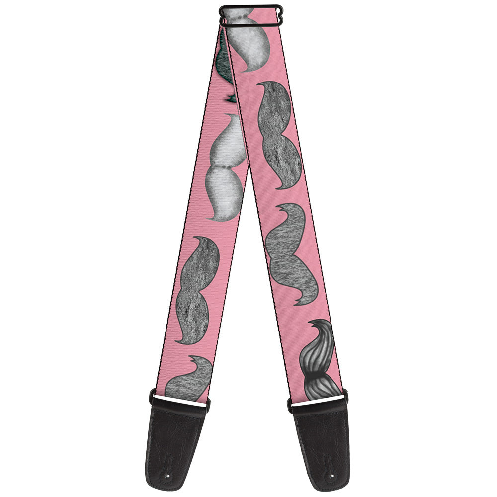 Guitar Strap - Mustaches Pink Sketch Guitar Straps Buckle-Down   