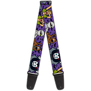 Guitar Strap - Mini Scooby Doo Halloween Bats Purple Black Guitar Straps Scooby Doo   