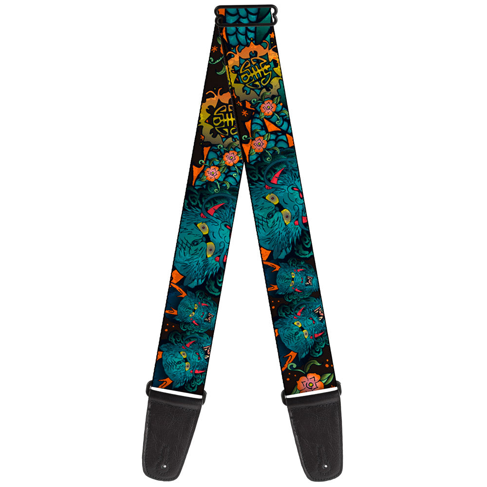 Guitar Strap - Honor CLOSE-UP Black Guitar Straps Buckle-Down   