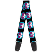 Guitar Strap - Dopey Eyes Black Baby Blue Purple Guitar Straps Buckle-Down   