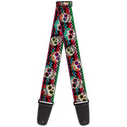 Guitar Strap - Sugar Skulls Zarape Multi Color Guitar Straps Buckle-Down   