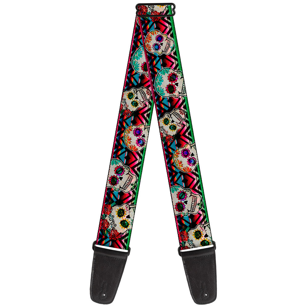 Guitar Strap - Sugar Skulls Zarape Multi Color Guitar Straps Buckle-Down   