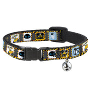 Cat Collar Breakaway - WALL-E & EVE Pose Face Hazard Blocks Gray Yellow Black Breakaway Cat Collars Disney   