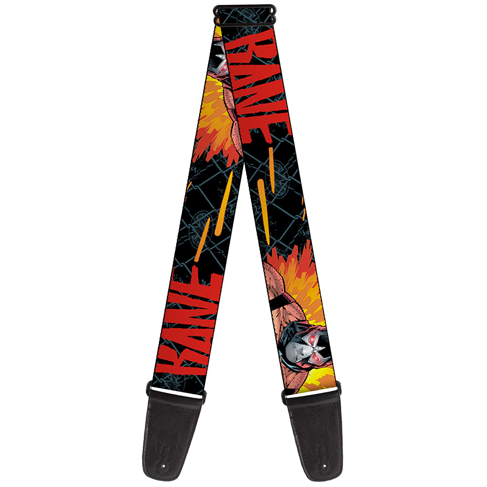 Guitar Strap - BANE Pose Explosion Bat Signal Chanlink Black Gray Reds Guitar Straps DC Comics   