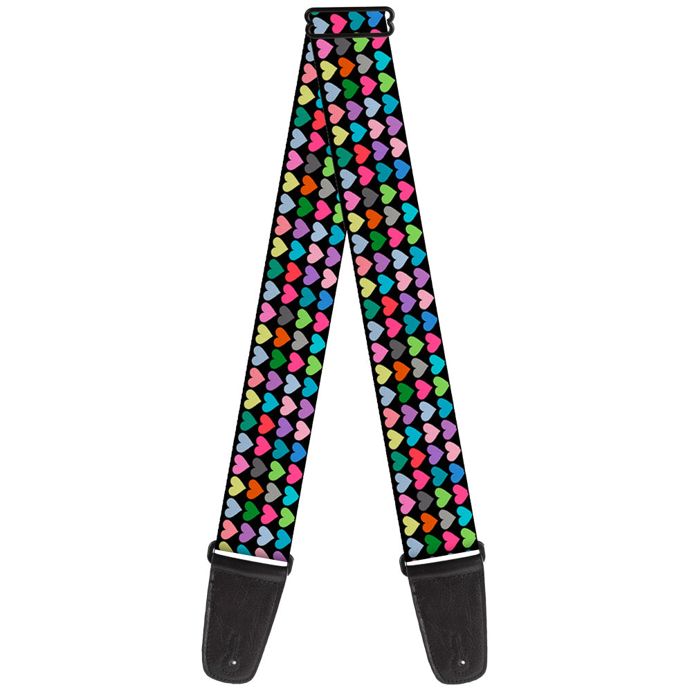 Guitar Strap - Mini Hearts Black Multi Color Guitar Straps Buckle-Down   