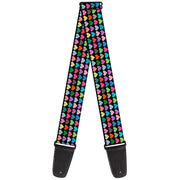 Guitar Strap - Mini Hearts Black Multi Color Guitar Straps Buckle-Down   
