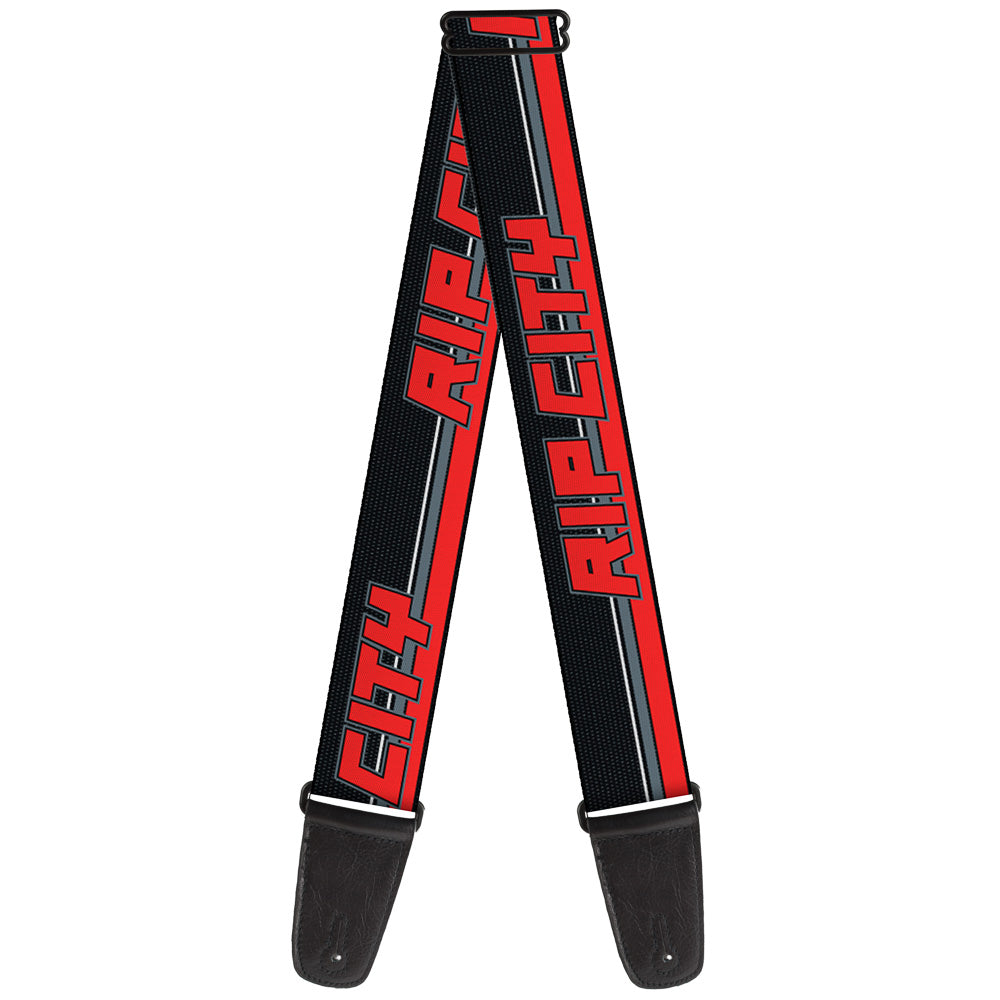 Guitar Strap - RIP CITY Stripe Mesh Black Gray Red Guitar Straps Buckle-Down   
