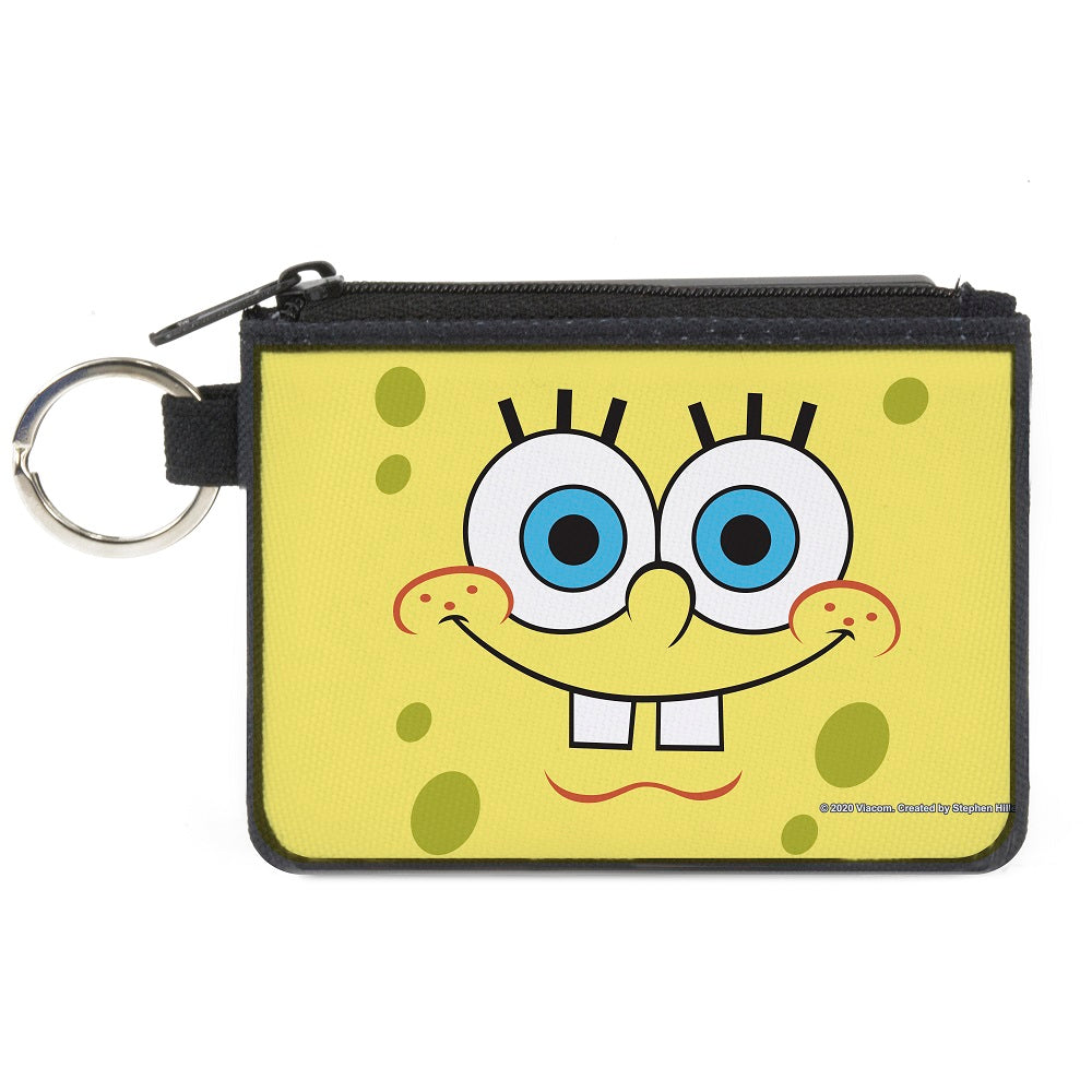 Canvas Zipper Wallet - MINI X-SMALL - SpongeBob Face CLOSE-UP Yellows Canvas Zipper Wallets SpongeBob SquarePants