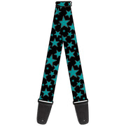 Guitar Strap - Stars Multi Stars Black Turquoise Guitar Straps Buckle-Down   