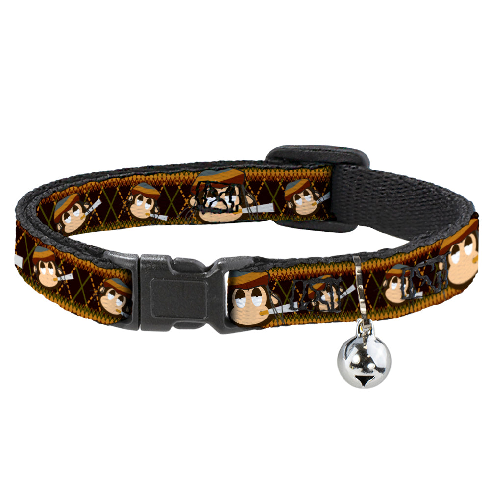 Cat Collar Breakaway - Multi Smoking Monkey Argyle Brown Breakaway Cat Collars Buckle-Down   