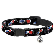 Cat Collar Breakaway - 3-D Glasses Dripping w Stars Breakaway Cat Collars Buckle-Down   