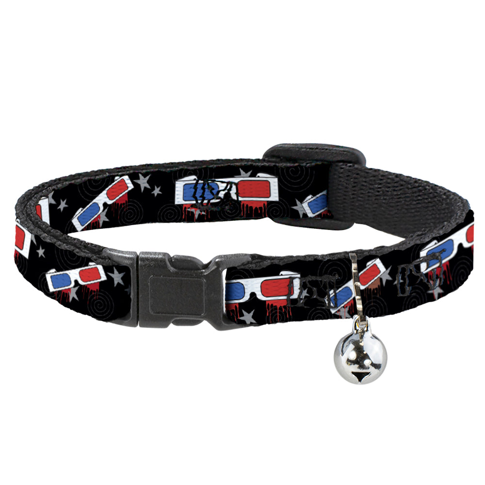 Cat Collar Breakaway - 3-D Glasses Dripping w Stars Breakaway Cat Collars Buckle-Down   