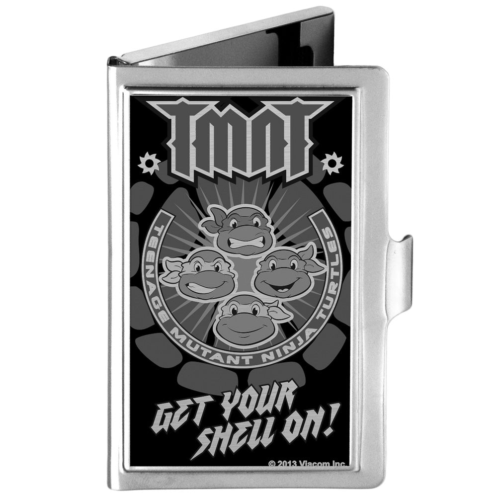 Business Card Holder - SMALL - TMNT Group Pose Shell GET YOUR SHELL ON! Brushed Silver Business Card Holders Teenage Mutant Ninja Turtles