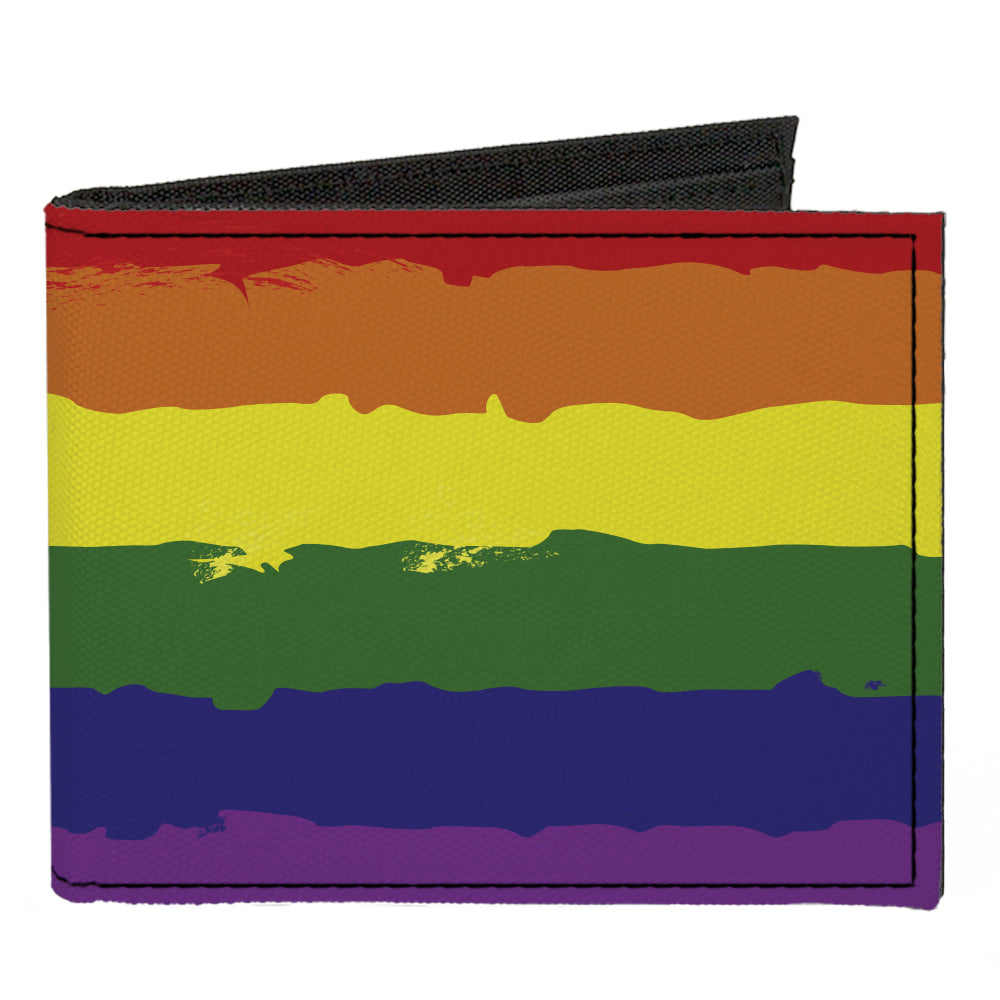 Canvas Bi-Fold Wallet - Rainbow Stripe Painted Canvas Bi-Fold Wallets Buckle-Down   