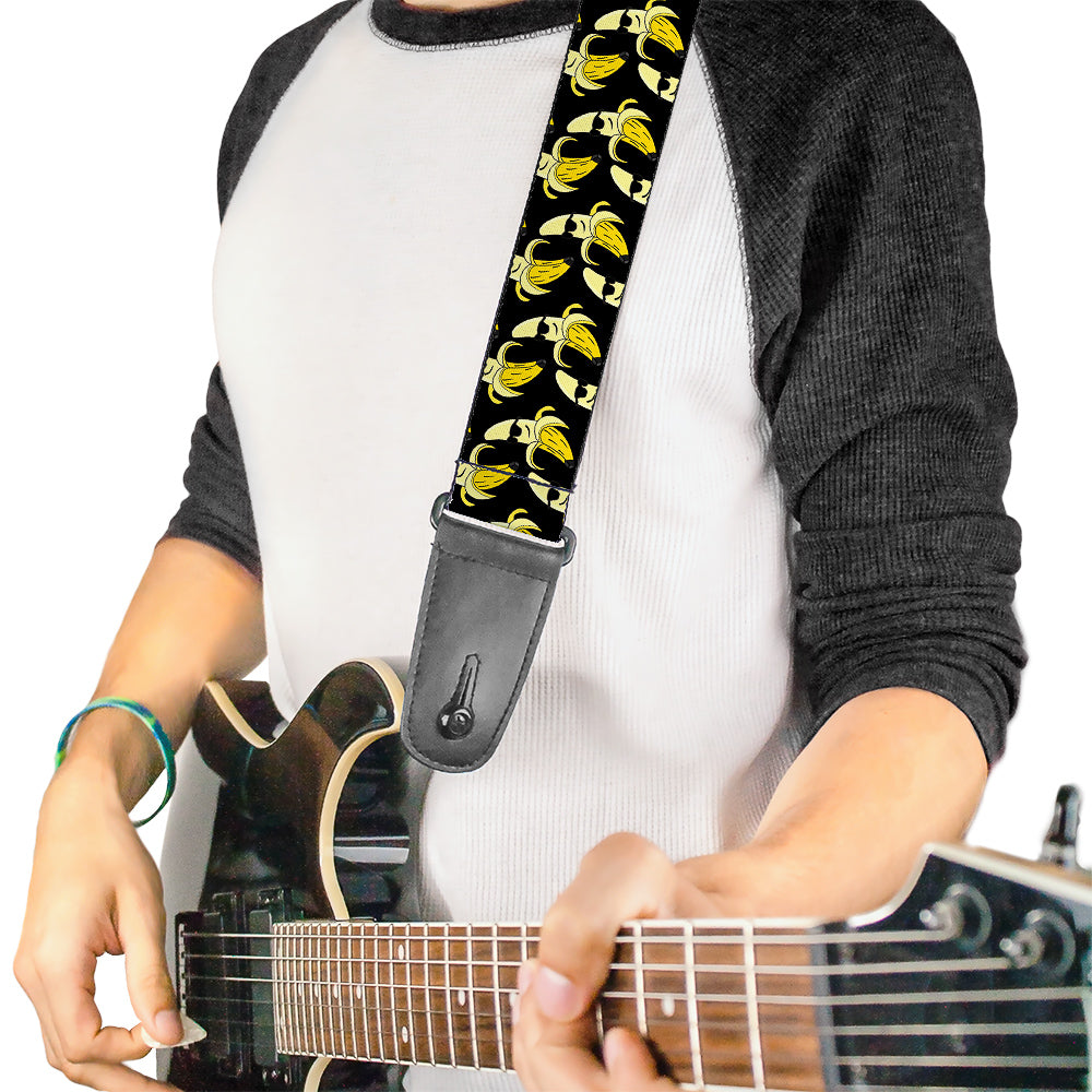 Guitar Strap - Banana Peeled w Sunglasses Black Yellow Guitar Straps Buckle-Down   