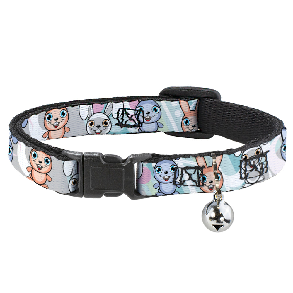 Cat Collar Breakaway - Cute Bunnies Multi Pastel Breakaway Cat Collars Buckle-Down   