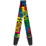 Guitar Strap - Eighties Shades Tapes Black Neon Guitar Straps Buckle-Down   