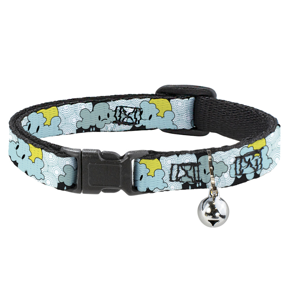 Cat Collar Breakaway - Cloudy Skies Rain Clouds White Blues Breakaway Cat Collars Buckle-Down   
