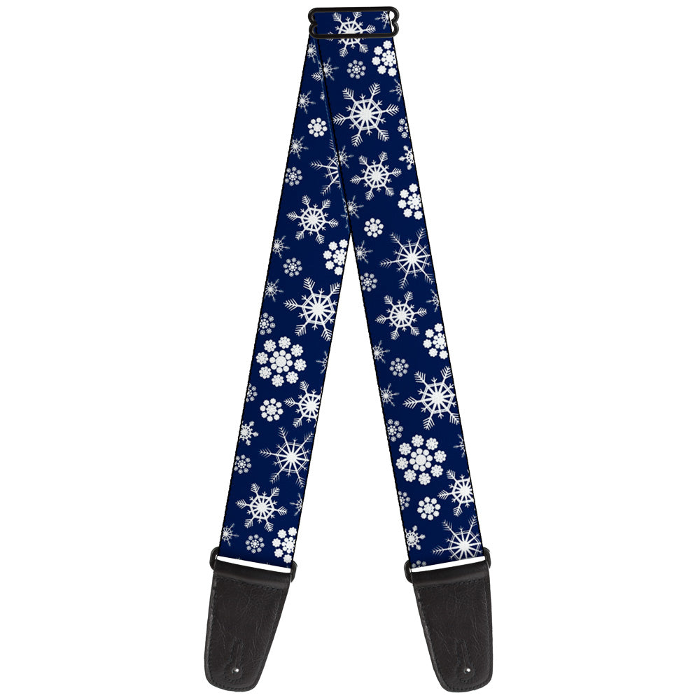 Guitar Strap - Snowflakes Blue White Guitar Straps Buckle-Down   