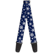 Guitar Strap - Snowflakes Blue White Guitar Straps Buckle-Down   