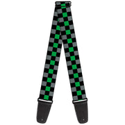Guitar Strap - Checker Black Gray 1 Green Guitar Straps Buckle-Down   
