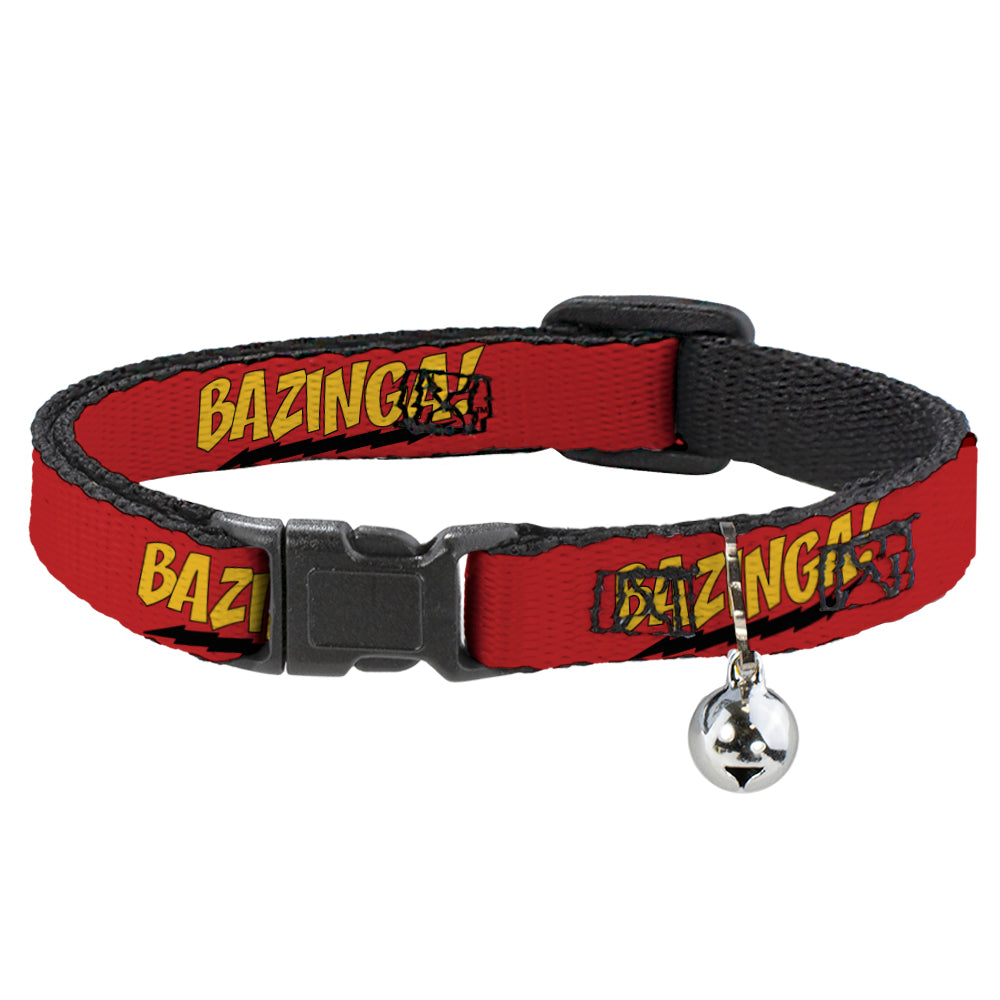 Cat Collar Breakaway - BAZINGA! Red Gold Black Breakaway Cat Collars The Big Bang Theory   