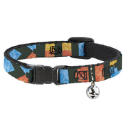 Cat Collar Breakaway - Geometric8 Charcoal Orange Gold Blue Breakaway Cat Collars Buckle-Down   