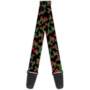Guitar Strap - Cherries Scattered Black Guitar Straps Buckle-Down   