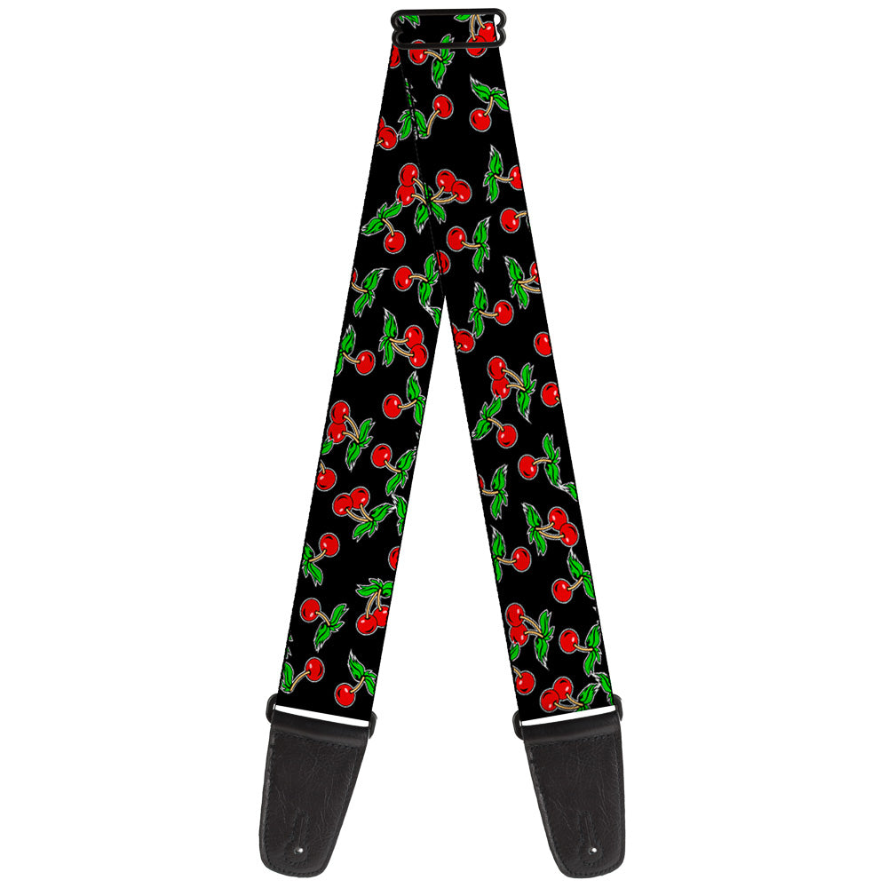 Guitar Strap - Cherries Scattered Black Guitar Straps Buckle-Down   