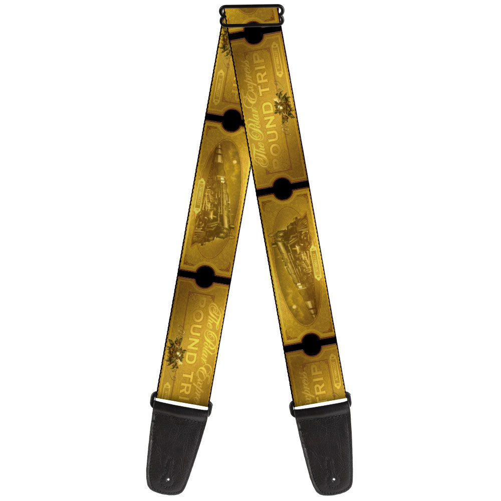 Guitar Strap - THE POLAR EXPRESS ROUND TRIP Ticket Black Golds Guitar Straps The Polar Express