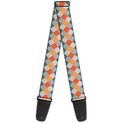 Guitar Strap - Diamond Plaid Grays Orange Guitar Straps Buckle-Down   