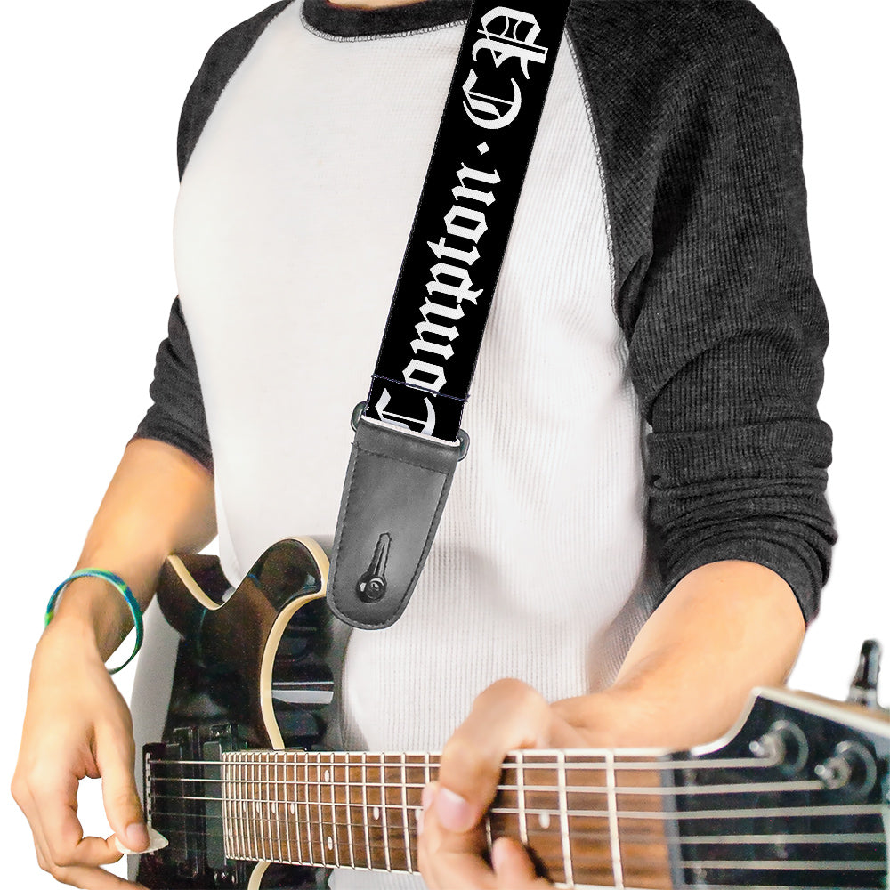 Guitar Strap - COMPTON-CPT Black White Guitar Straps Buckle-Down   