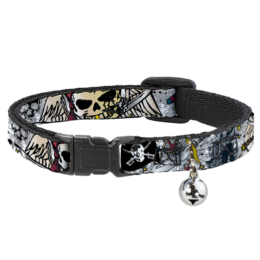 Cat Collar Breakaway - Dead Men Tell No Tales CLOSE-UP White Breakaway Cat Collars Buckle-Down   