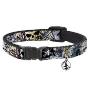 Cat Collar Breakaway - Dead Men Tell No Tales CLOSE-UP White Breakaway Cat Collars Buckle-Down   