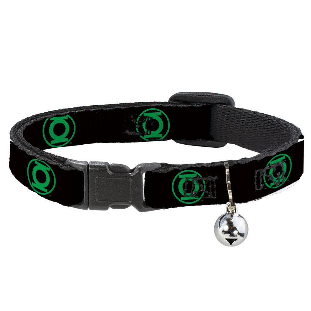 Cat Collar Breakaway with Bell - DC League of Super-Pets Green Lantern Logo Black Green Breakaway Cat Collars DC Comics   