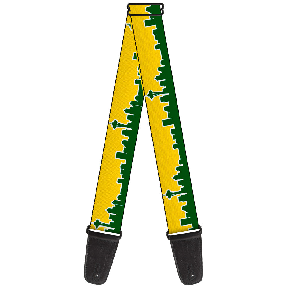 Guitar Strap - Seattle Skyline Yellow Emerald Green Guitar Straps Buckle-Down   