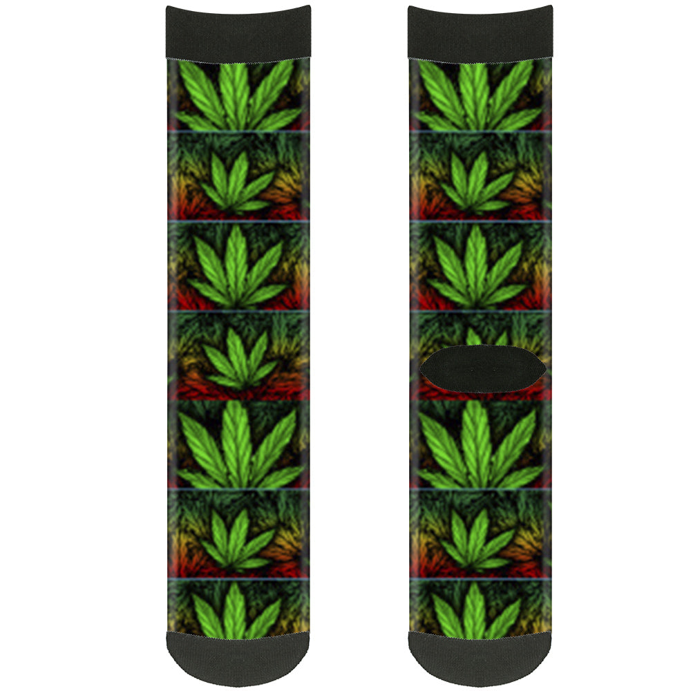 Sock Pair - Polyester - Marijuana Haze Rasta Black - CREW Socks Buckle-Down   
