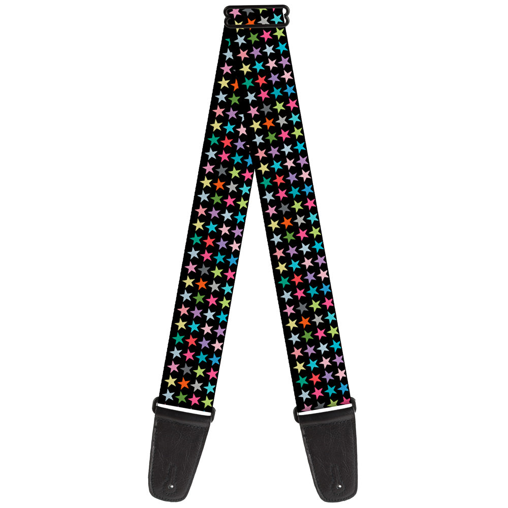 Guitar Strap - Mini Stars Black Multi Color Guitar Straps Buckle-Down   