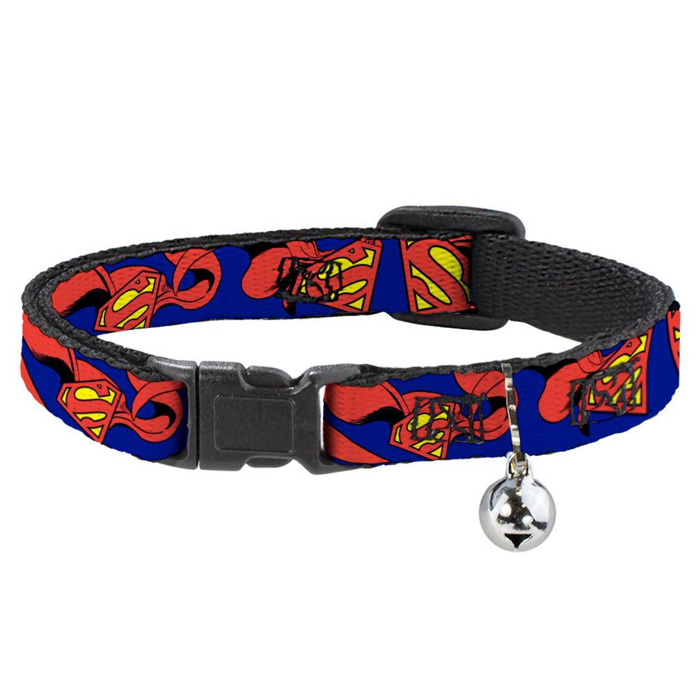 Cat Collar Breakaway - Superman Shield w Cape Breakaway Cat Collars DC Comics   