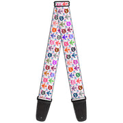 Guitar Strap - Skull & Fleur-de-Lis White Multi Color Guitar Straps Buckle-Down   