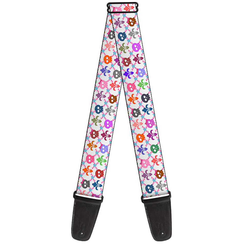 Guitar Strap - Skull & Fleur-de-Lis White Multi Color Guitar Straps Buckle-Down   